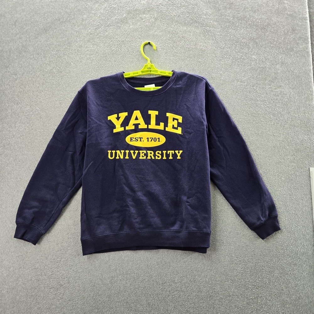 Yale University Men Sweatshirt S Navy Graphic‎ Fleece College Logo Long Sleeve